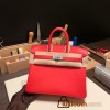 Hermes Birkin 25cm swift S3/Rouge Cœur Silver Hardware Full Handmade 085