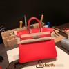 Hermes Birkin 25cm swift S3/Rouge Cœur Silver Hardware Full Handmade 085