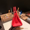 Hermes Birkin 25cm swift S3/Rouge Cœur Silver Hardware Full Handmade 085