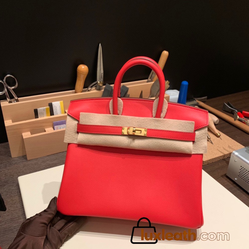 Hermes Birkin 25cm swift S3 /Rouge Cœur Silver Hardware Full Handmade 086