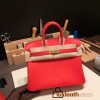 Hermes Birkin 25cm swift S3 /Rouge Cœur Silver Hardware Full Handmade 086