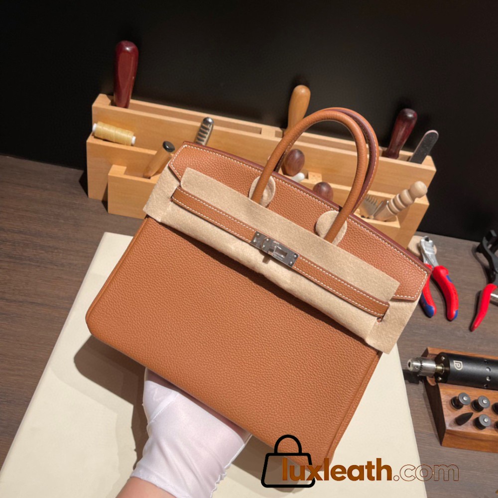 Hermes Birkin 25cm togo 37/Gold Silver Hardware Full Handmade 087
