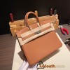 Hermes Birkin 25cm togo 37/Gold Silver Hardware Full Handmade 087