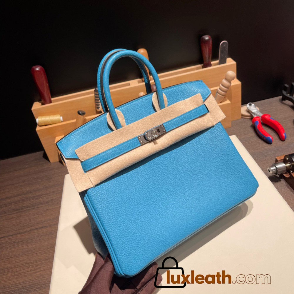 Hermes Birkin 25cm togo P3 /Blue du Nord Silver Hardware Full Handmade 101