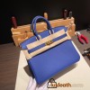 Hermes Birkin 25cm togo 7T/ Blue Electric Gold Hardware Full Handmade 107