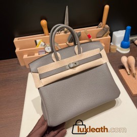 Hermes Birkin 25cm togo 8F/Etain Silver Hardware Full Handmade 118