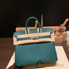 Hermes Birkin 25cm togo new stock Birkin Z6 /Malachite Silver Hardware Full Handmade 140