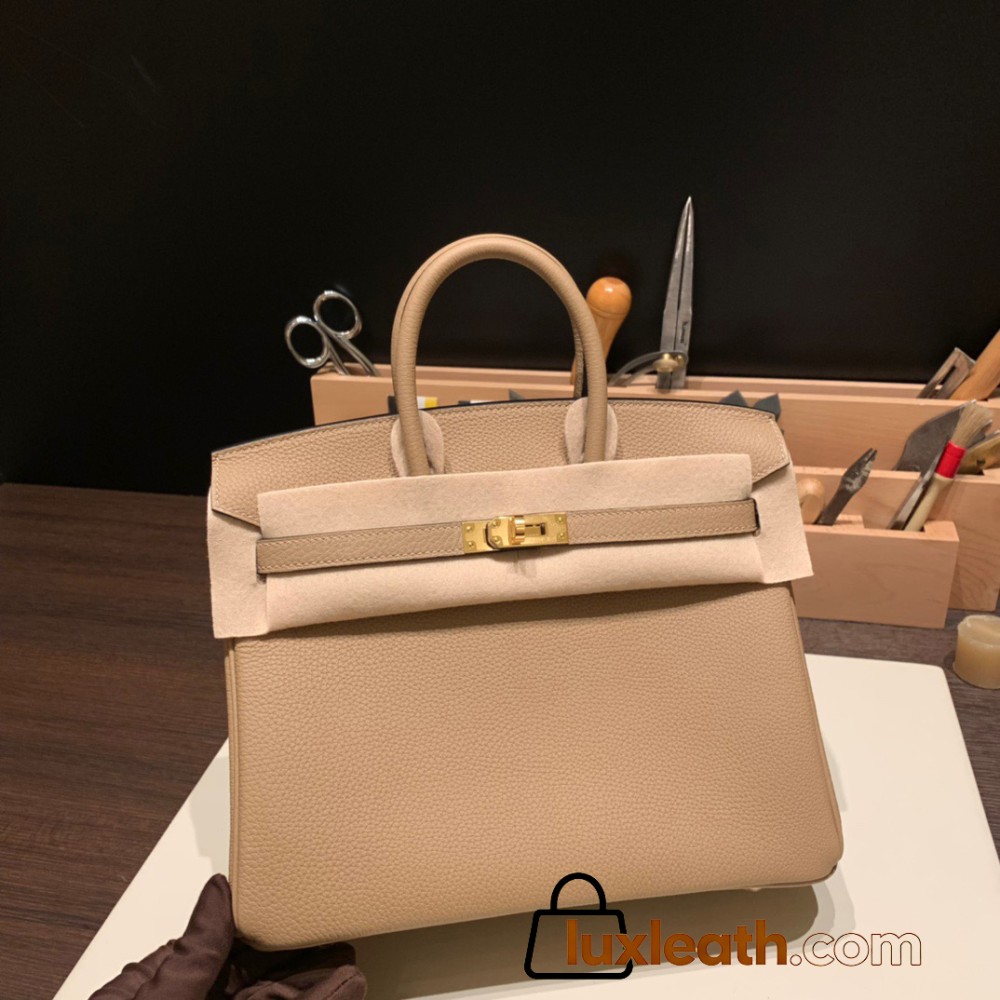 Hermes Birkin 25cm togo 14/Beige Gold Hardware Full Handmade 150