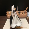Hermes Birkin 25cm togo 89 /Black (Noir) & 01 /White  Silver Hardware Full Handmade 155