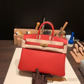 Hermes Birkin 25cm togo S3 /Rouge Cœur Gold Hardware Full Handmade 157