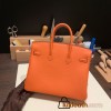 Hermes Birkin 25cm togo 93/Orange Silver Hardware Full Handmade 158