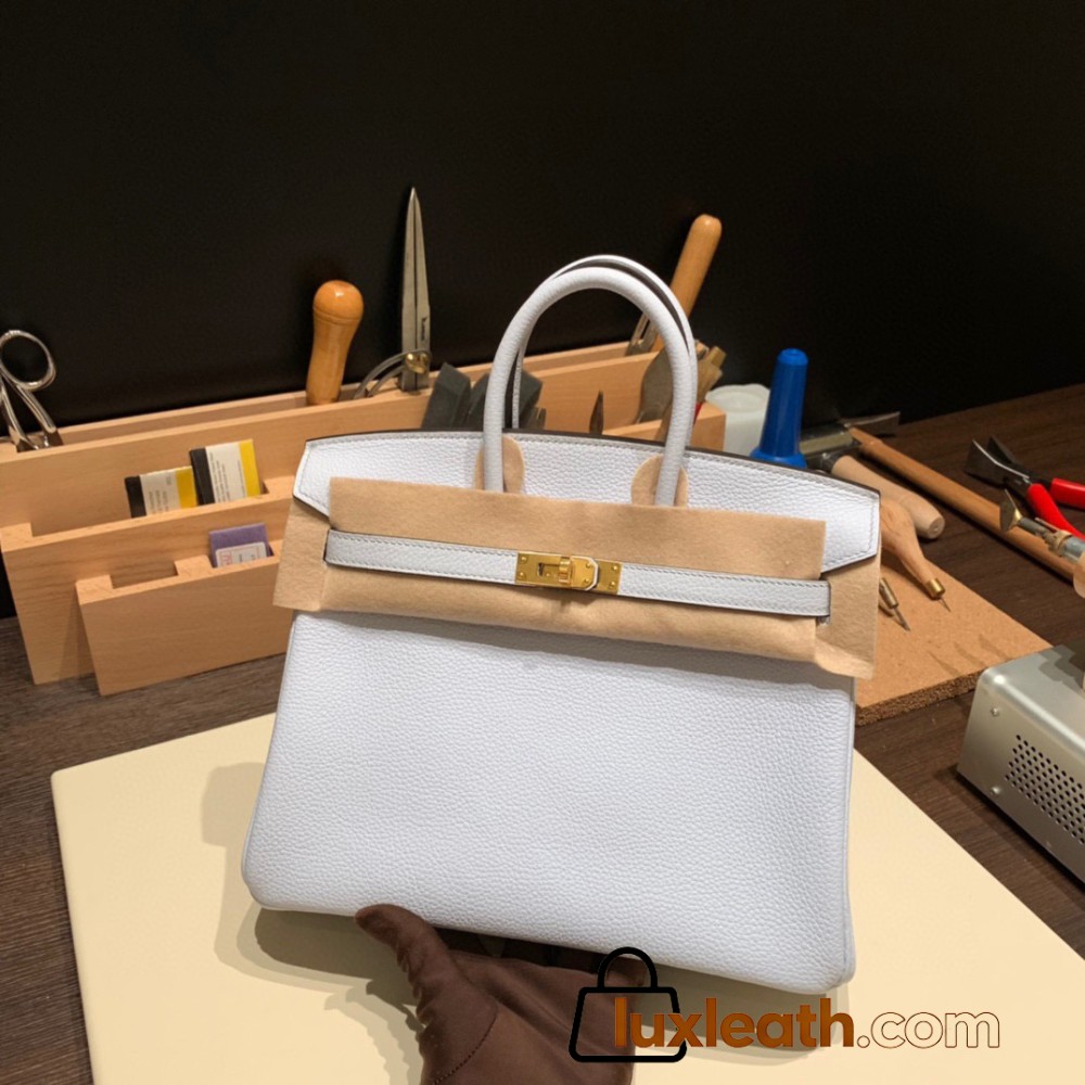 Hermes Birkin 25cm togo 7R /Azur Gold Hardware Full Handmade 163