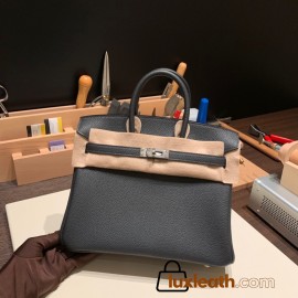 Hermes Birkin 25cm togo 88/ Graphite Silver Hardware Full Handmade 164