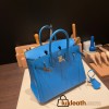 Hermes Birkin 25cm Chevre 0F /Blue Frida Silver Hardware Full Handmade 168