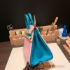 Hermes Birkin 25cm Chevre 3Q/ Rose Sakura & 7F/ Blue Paon Gold Hardware Full Handmade 172
