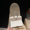【 HERMES】Birkin 25 Togo  01 White  ×J7 Blue Lin Silver