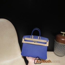 【 HERMES】Birkin 25 Epsom  7T Blue Electric Silver