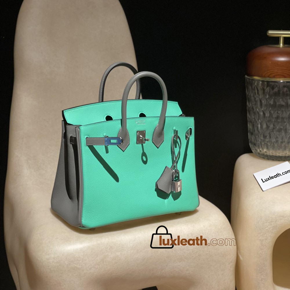 【 HERMES】Birkin 25 0Z Vert Comics ×0L Gris Meyer Silver