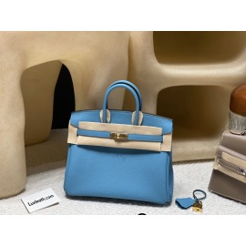 【Bag 】 HERMES Birkin 25 Togo  7B Turquoise Blue Gold 