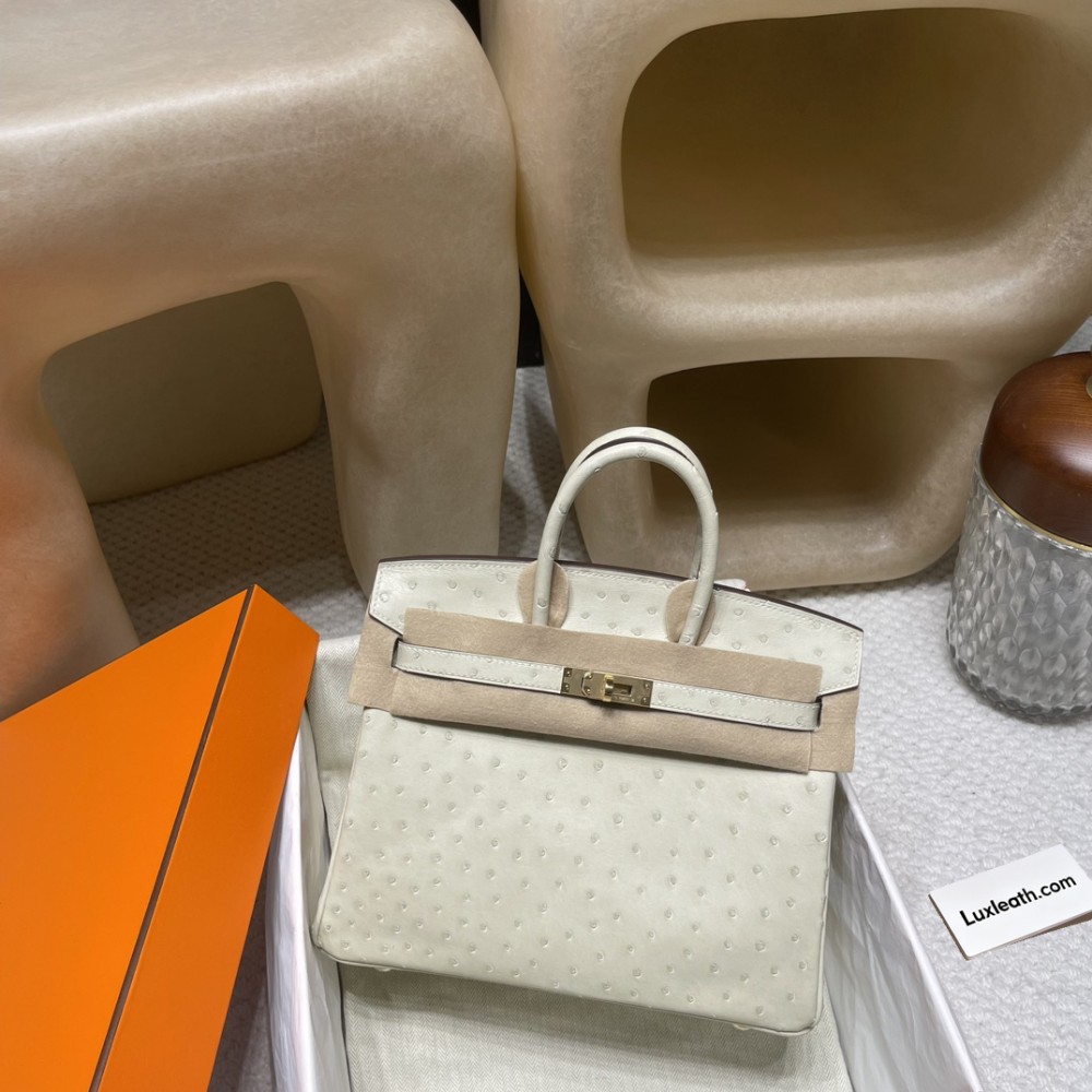 Hermès Birkin Ostrich 25cm Made-to-Order Shipment 25 Birkin South African KK Ostrich 3C/Parchemin Gold Hardware  