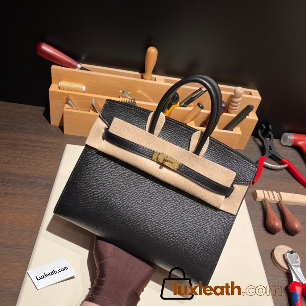 Hermes Birkin25 sellier Epsom 89 Black (Noir) Full Handmade birkin25-w012