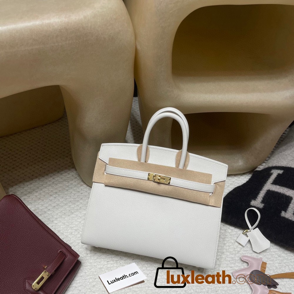 01 / White  Gold Hardware   Epsom   Birkin 25cm Sellier Epsom 