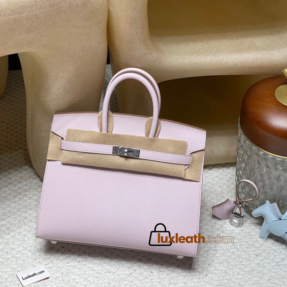 Epsom 09/Mauve Pale Silver Hardware  Full Hand-Stitchin Epsom Birkin 25cm Sellier