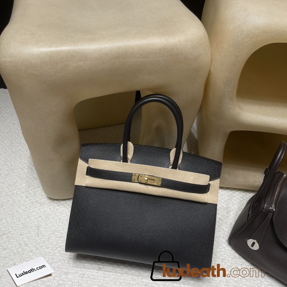 Hermès 30 Birkin Sellier Saddle Stitch Epsom 89 / NOIR Gold Hardware  Epsom