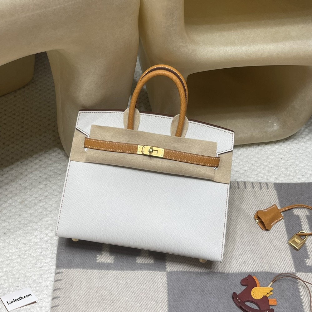 Hermès Birkin Sellier Saddle Stitch Epsom 01 / White  ×37 / Gold   Gold Hardware  Epsom