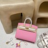 Hermès 25 Birkin Sellier Saddle StitchいEpsom 5P / Pink   ×01 / White   Gold Hardware   Epsom