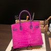 Hermes Birkin 30cm porosus Crocodile 8T/Rose Candy Gold Hardware  Full Handmade birkin30-001