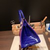 Hermes Birkin 30cm porosus Crocodile P9 /Anemone& 7T /Blue Electric Gold Hardware  Full Handmade birkin30-002