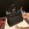 Hermes Birkin 30cm so black Crocodile Black Hardware  Full Handmade birkin30-007