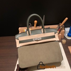 Hermes Birkin 30cm swift& chamois Silver Hardware  Full Handmade birkin30-008