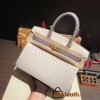Hermes Birkin 30cm Ostrich 8L/Beton& R2 /Blue AgateGold Hardware  Full Handmade birkin30-014