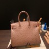 Hermes Birkin 30cm Ostrich 18 /Étoupe Grey Gold Hardware  Full Handmade birkin30-016