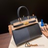 Hermes Birkin 30cm Casaque 89/ Black & 76/Blue Indigo & 0F/Blue Frida Gold Hardware  Full Handmade birkin30-023