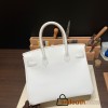 Hermes Birkin 30cm Epsom 01/White (Blanc) Silver Hardware Gold Hardware  Full Handmade birkin30-025
