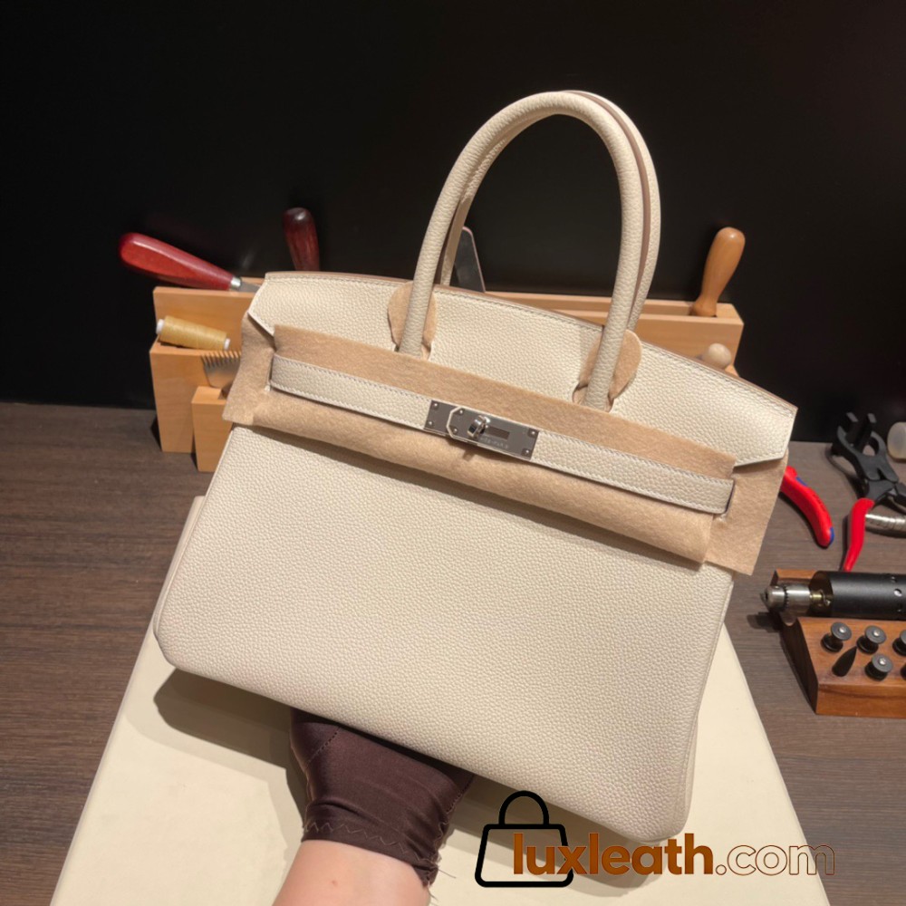 Hermes birkin 30cm togo 10 /Craie Silver Hardware  Full Handmade birkin30-028