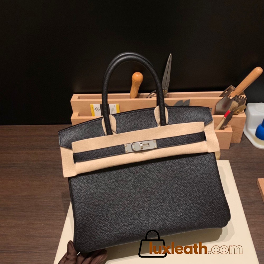 Hermes birkin 30cm togo 89/ Black (Noir) Silver Hardware  Full Handmade birkin30-031