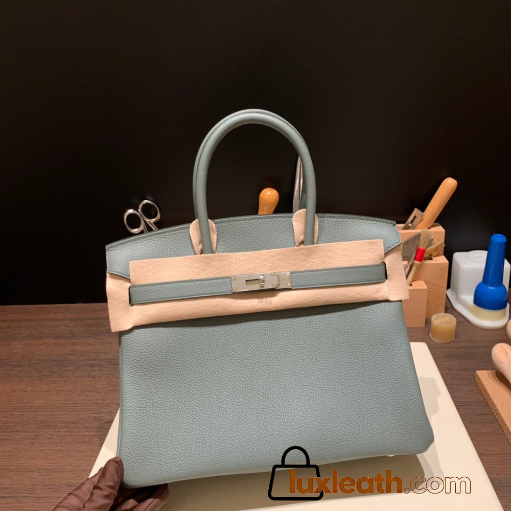 Hermes birkin 30cm togo 63/ Vert Amande Silver Hardware  Full Handmade birkin30-041
