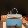 Hermes birkin 30cm togo 75 /Blue Jean Gold Hardware  Full Handmade birkin30-043