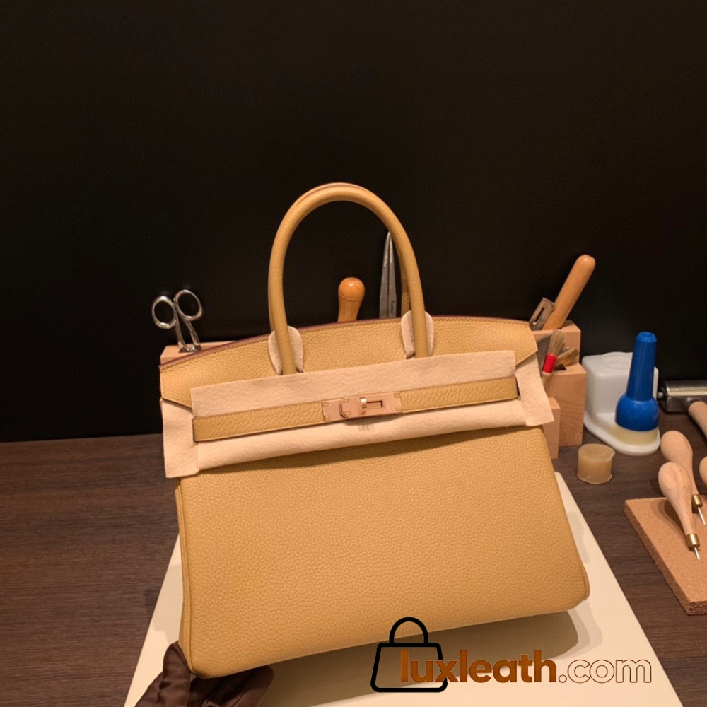 Hermes birkin 30cm togo 4B /Biscuit Gold Hardware  Full Handmade birkin30-046