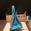 Hermes birkin 30cm togo 7B /Turquoise Blue Silver Hardware  Full Handmade birkin30-054