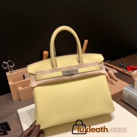 Hermes birkin 30cm togo 1Z /Jaune Poussin Silver Hardware  Full Handmade birkin30-056