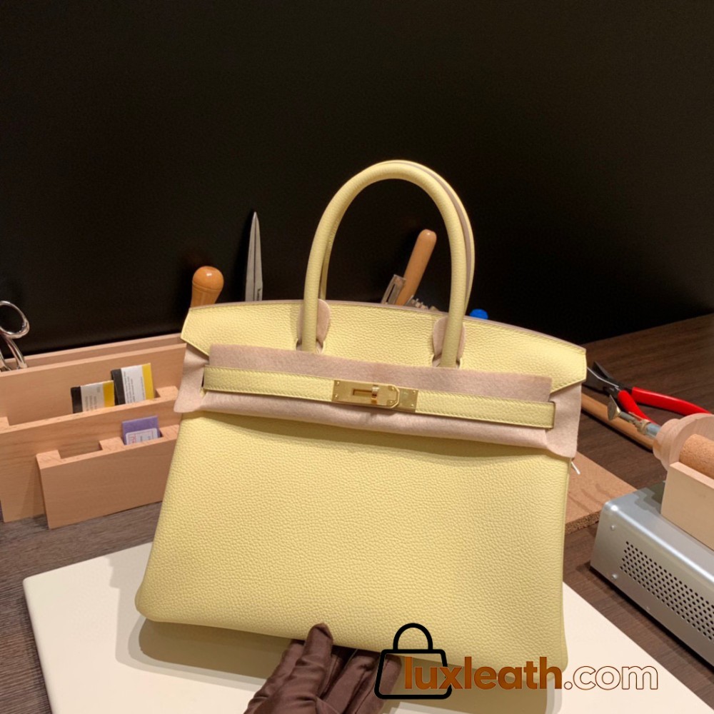 Hermes birkin 30cm togo 1Z /Jaune Poussin Gold Hardware  Full Handmade birkin30-057