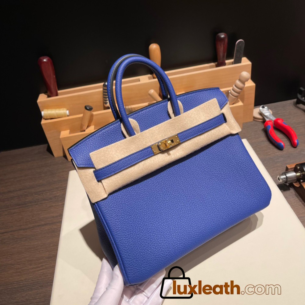 Hermes birkin 30cm togo 7T/ Blue Electric Gold Hardware  Full Handmade birkin30-069
