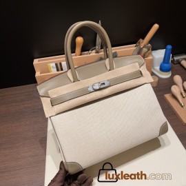 Hermes birkin 30cm swift & Canvas Silver Hardware  Full Handmade birkin30-084