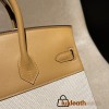 Hermes birkin 30cm stock Swift & Canvas 0M/Chai Silver Hardware  Full Handmade birkin30-092