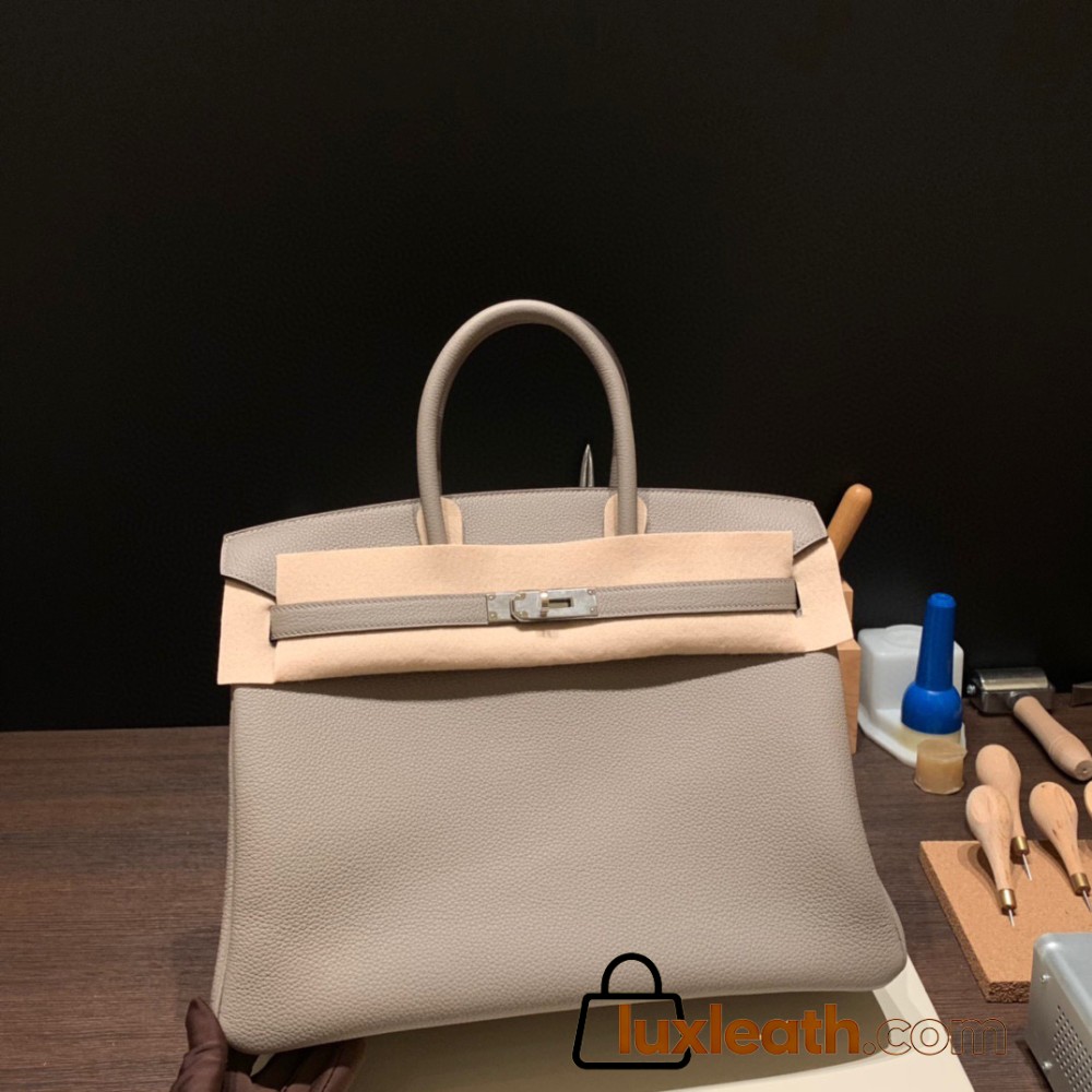Hermes Birkin 35cm togo M8/Gris Asphalt Silver Hardware Full Handmade 001